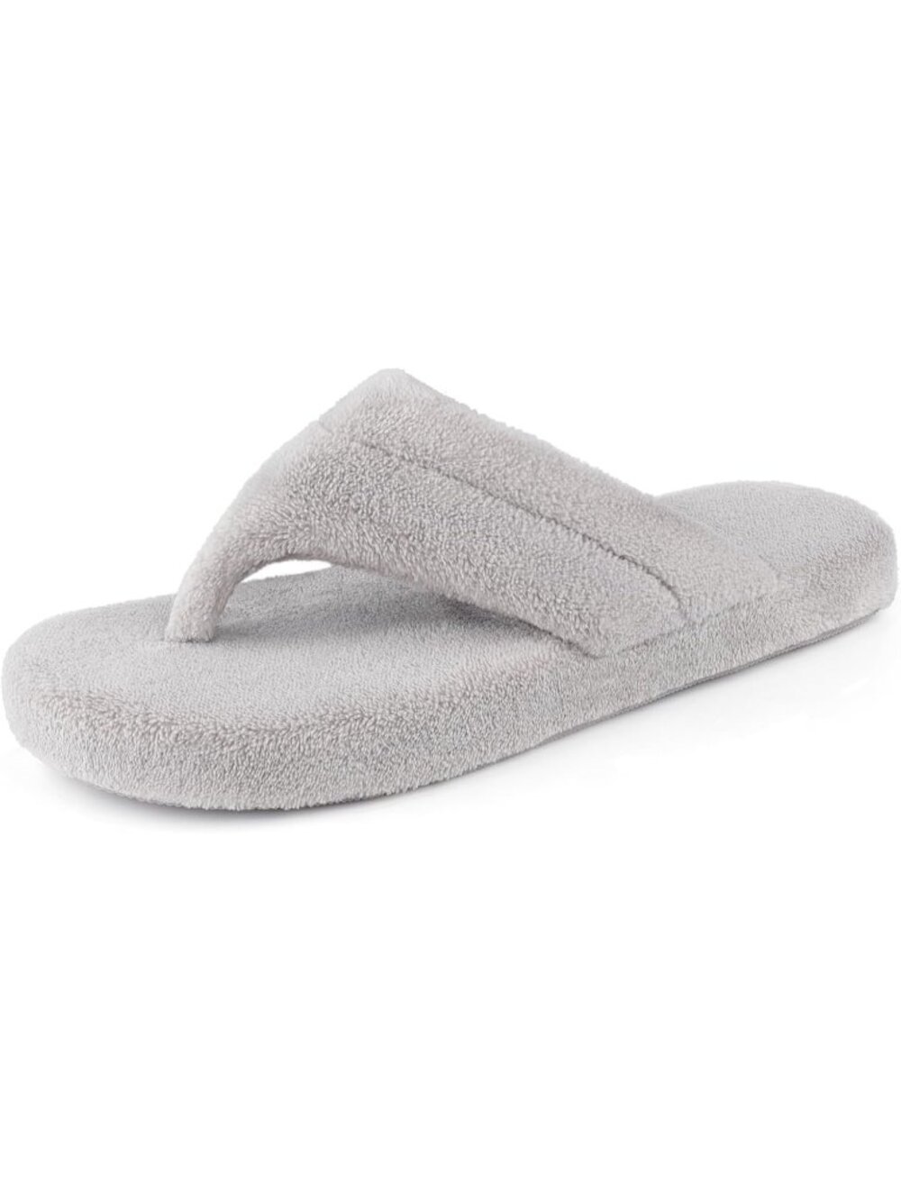 Women's Grey Flip Flops Spa Thong Open Toe Memory Foam Lining House Slippers